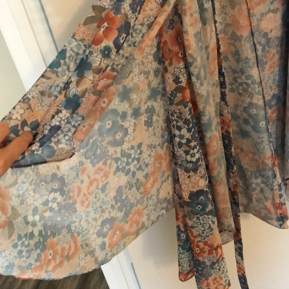 Vintage 70s Boho True Wrap Midi Dress/Duster - Picture 7 of 8